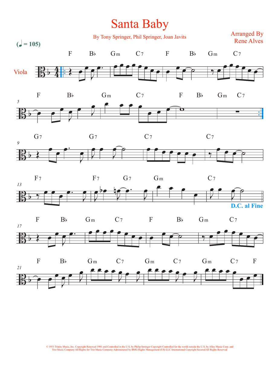 Santa Baby Viola Solo scores gallery preview page 1