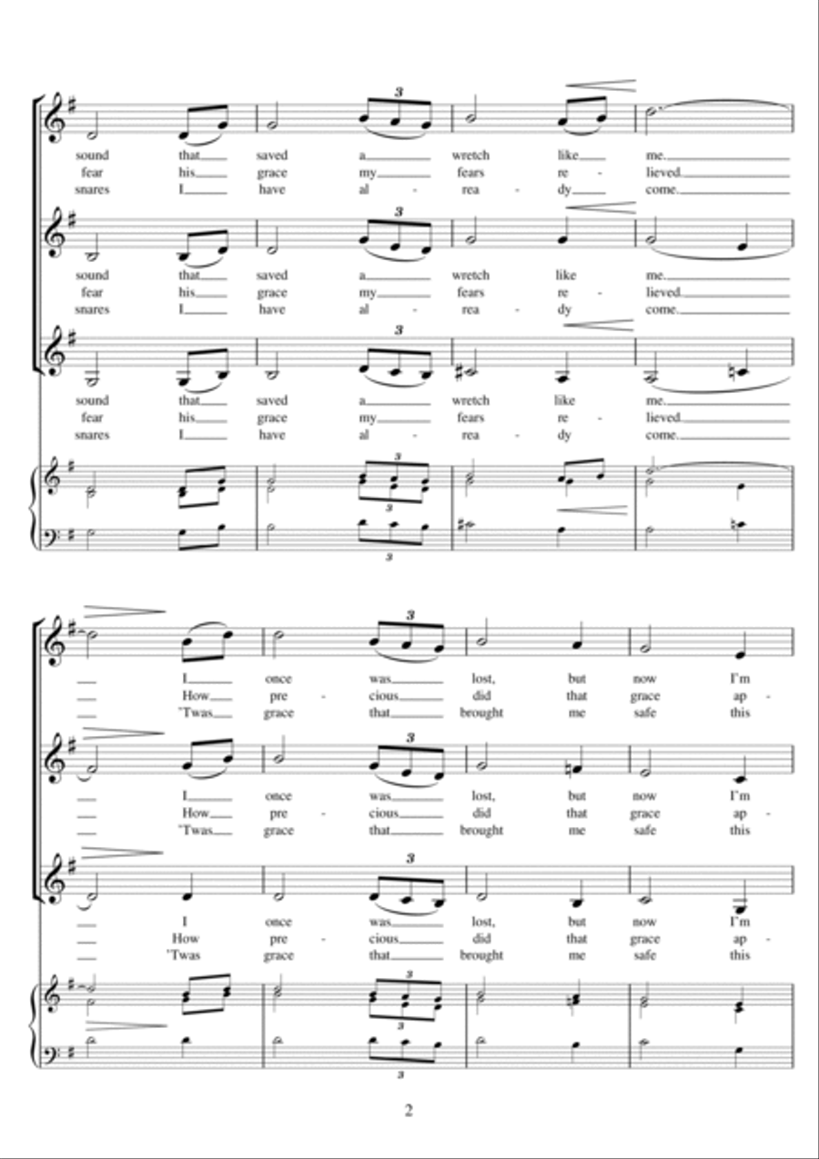 Amazing Grace (arr. Barrie Carson Turner) SSA scores gallery preview page 2