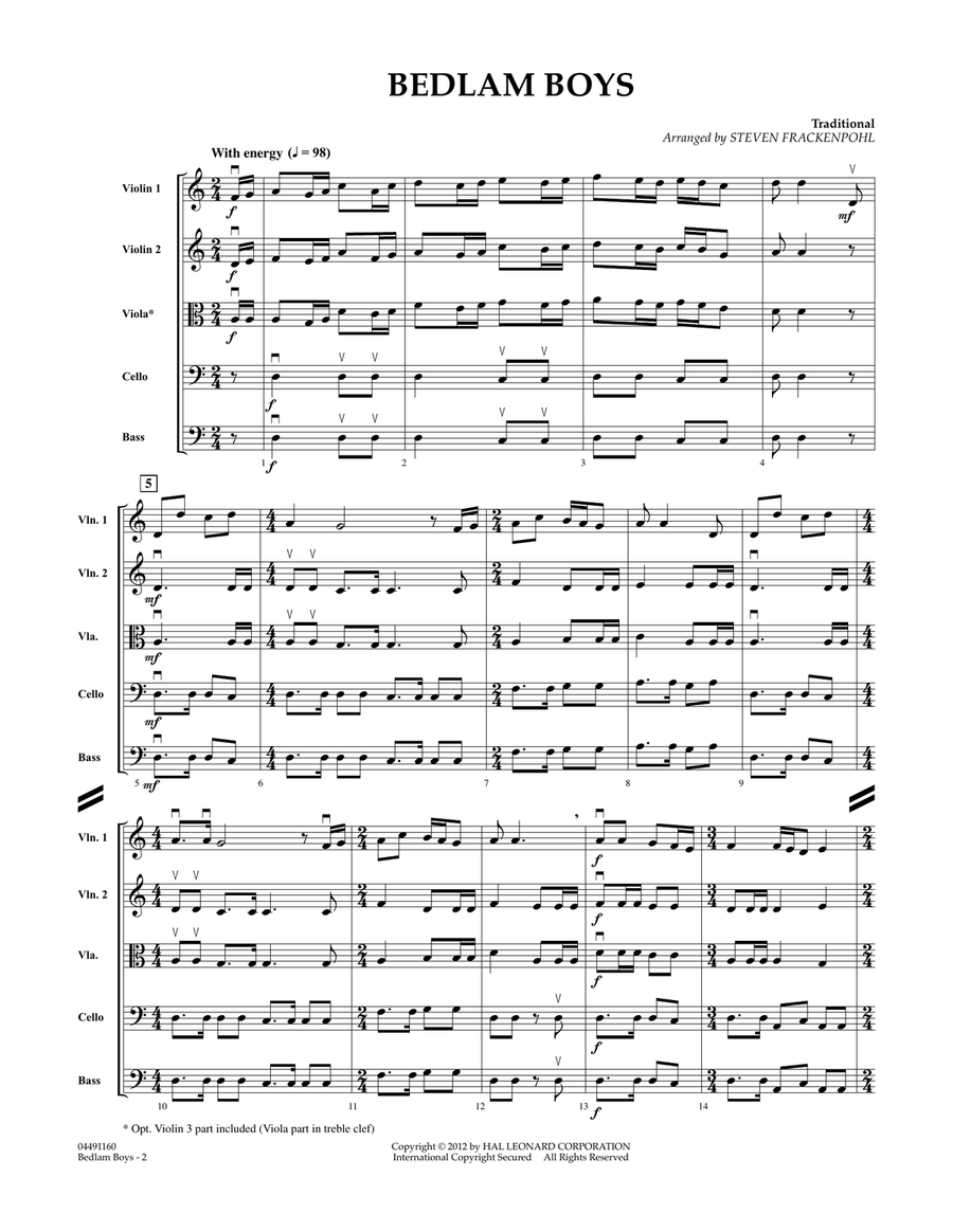 Bedlam Boys - Full Score Bedlam Boys - Full Score Orchestra scores gallery preview page 2