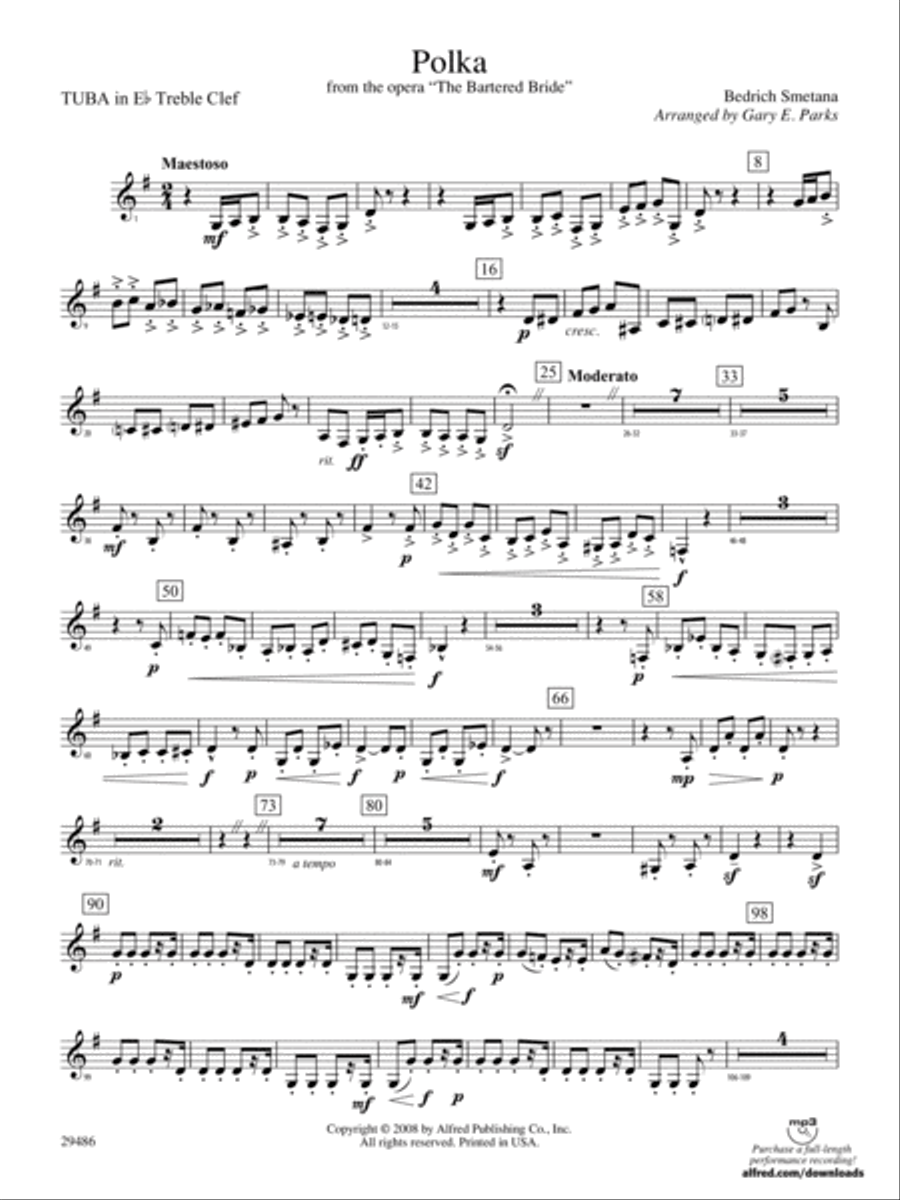 Polka from The Bartered Bride: (World Part) E-flat Tuba T.C. Concert Band scores gallery preview page 1
