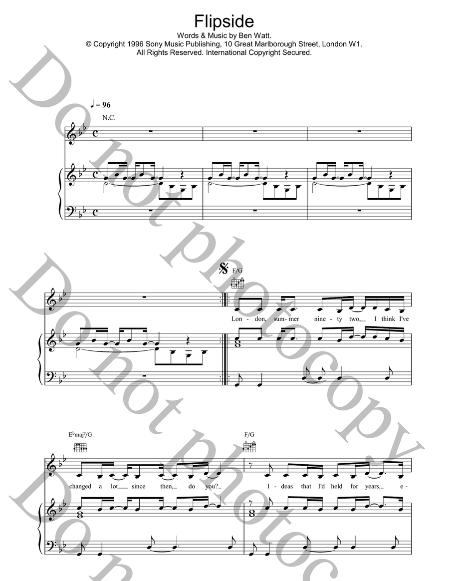 Flipside Flipside Piano, Vocal, Guitar scores gallery preview page 1