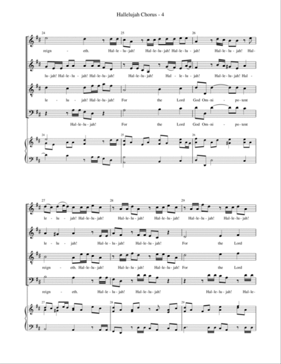 Hallelujah Chorus (SATB, key of D) 4-Part scores gallery preview page 5