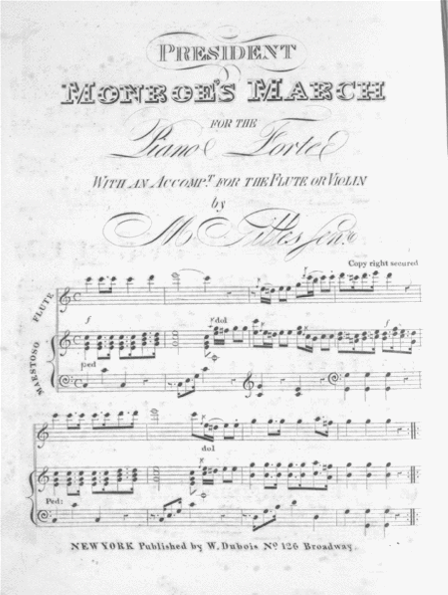 President Monroe's March for the Piano Forte Flute scores gallery preview page 1