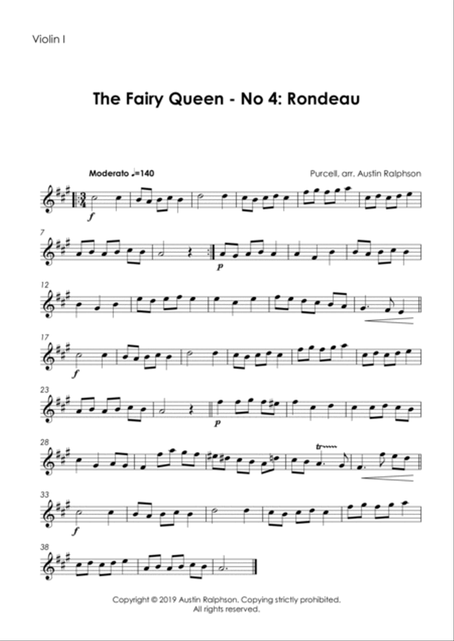 The Fairy Queen (Purcell) No.4: Rondeau - string quartet String Quartet scores gallery preview page 3