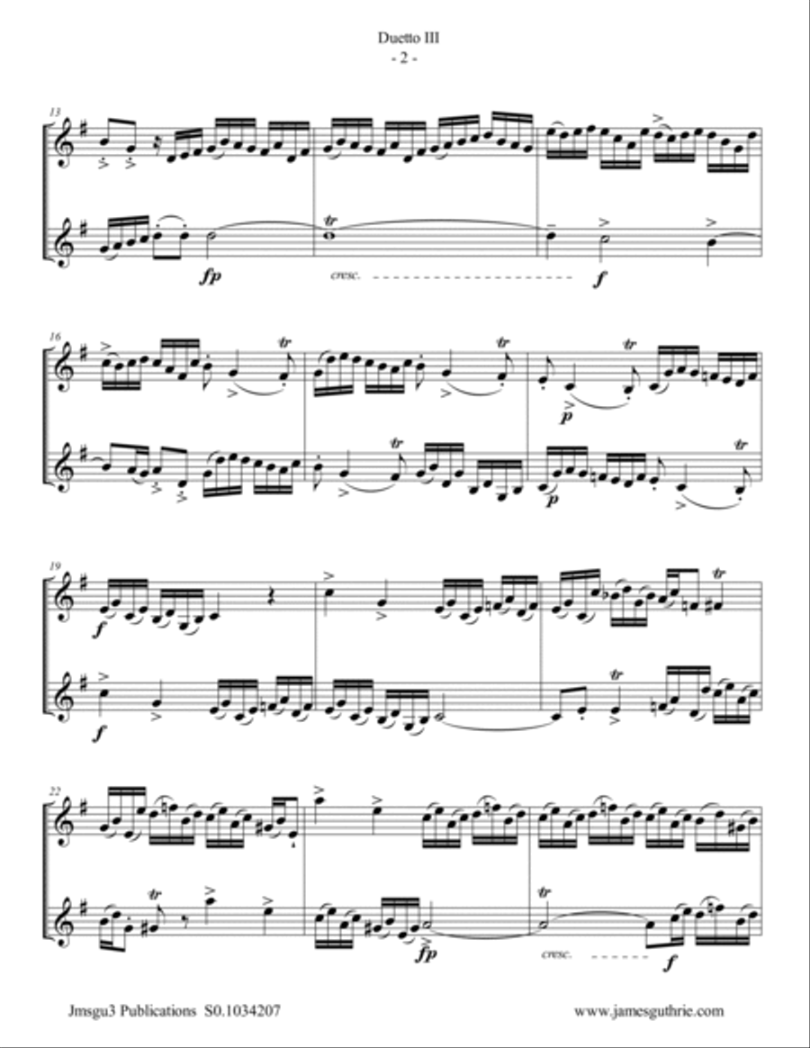 Quantz: Duetto Op. 2 No. 3 for Violin Duo String Duet scores gallery preview page 2