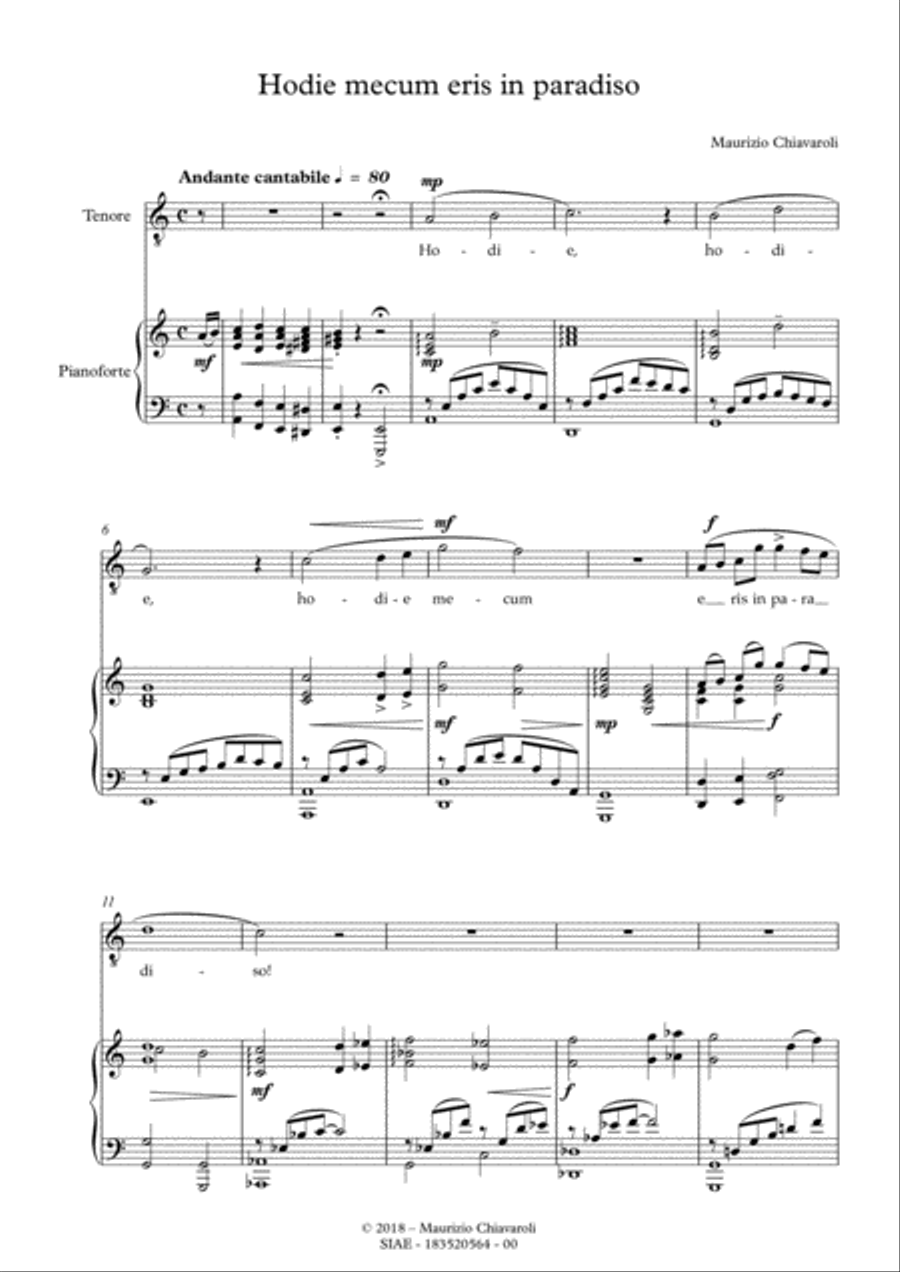 Hodie mecum eris in paradiso Tenor Voice scores gallery preview page 1
