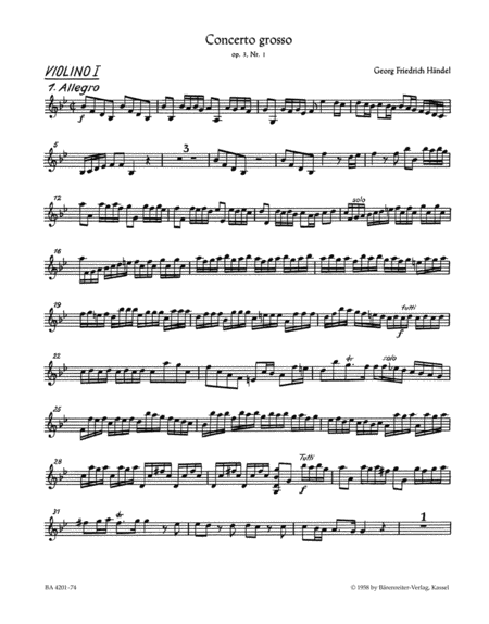 Concerto grosso B-Dur, Op. 3/1 HWV 312
