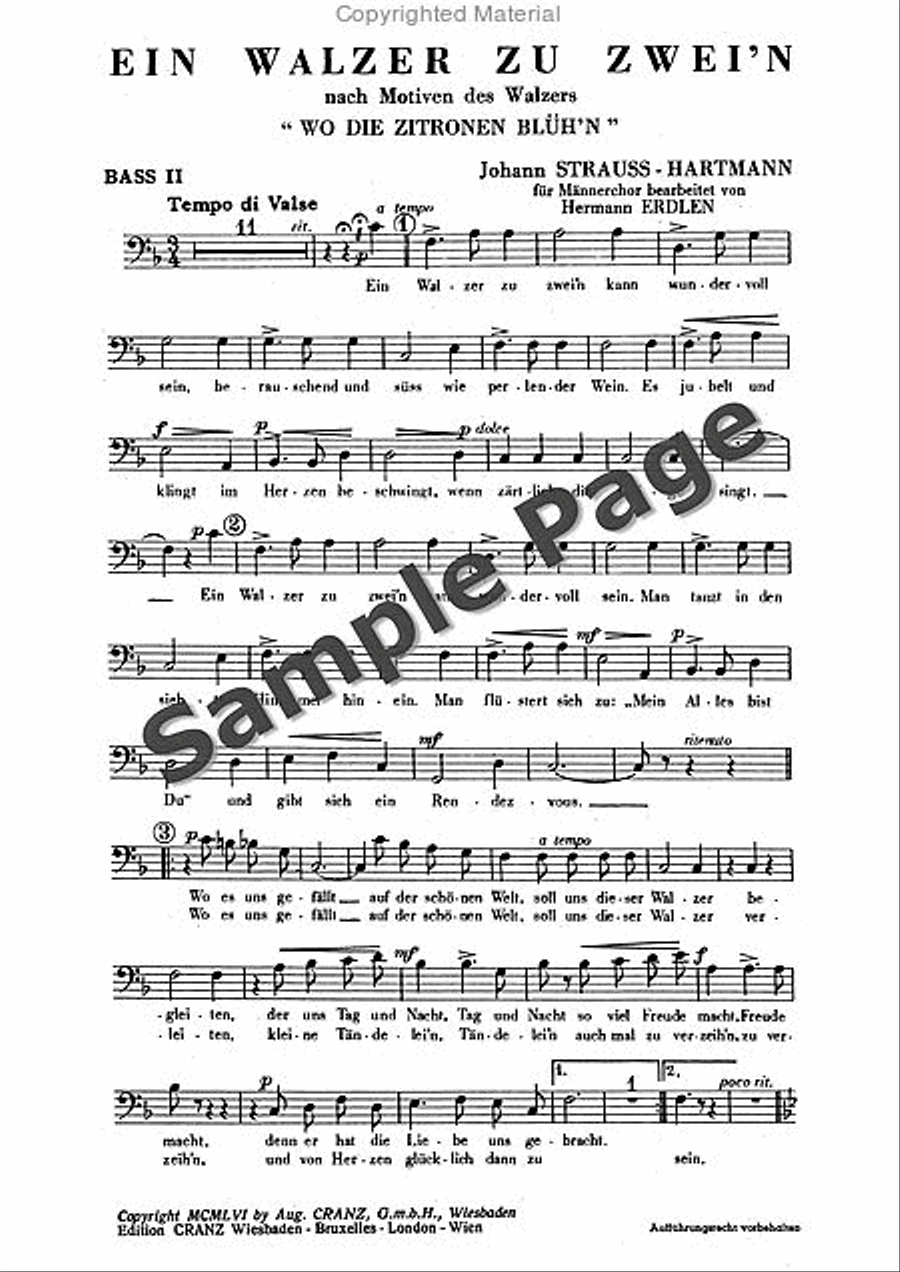 Strauss J Ein Walzer Zu Zwein TTBB scores gallery preview page 2
