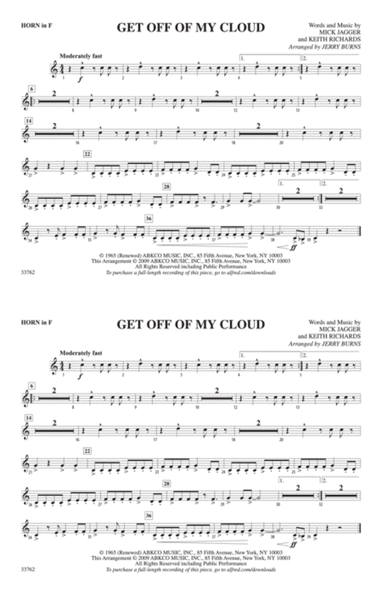 Get Off of My Cloud: 1st F Horn