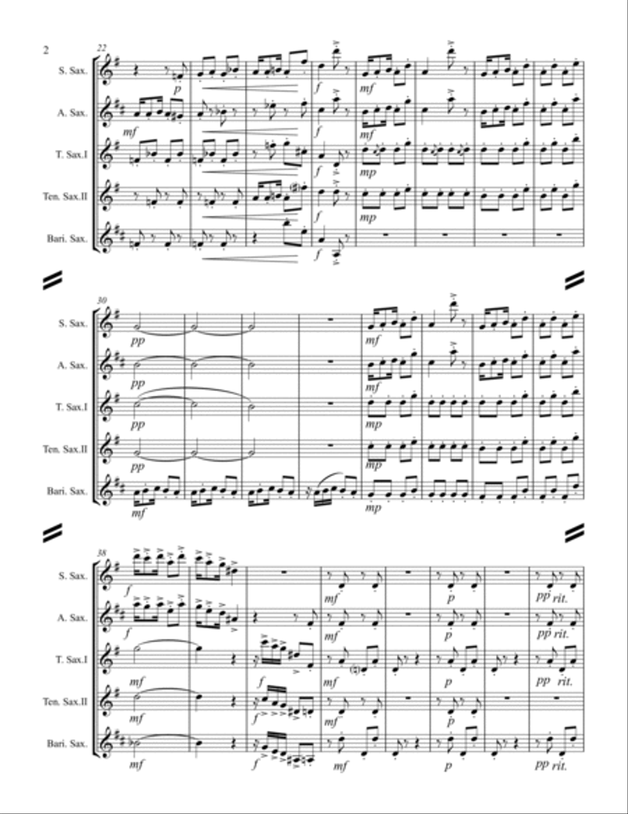 Debussy – Golliwog’s Cakewalk from Children’s Corner (for Saxophone Quintet SATTB) Saxophone Quintet scores gallery preview page 3