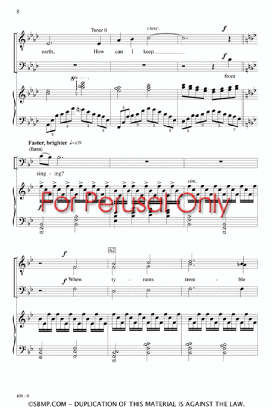 How Can I Keep from Singing - TTB/TBB Octavo TTB scores gallery preview page 7