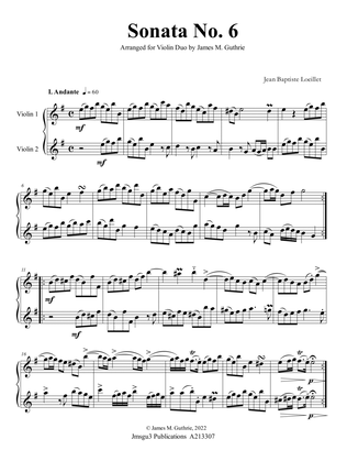 Loeillet: Sonata No. 6 for Violin Duo