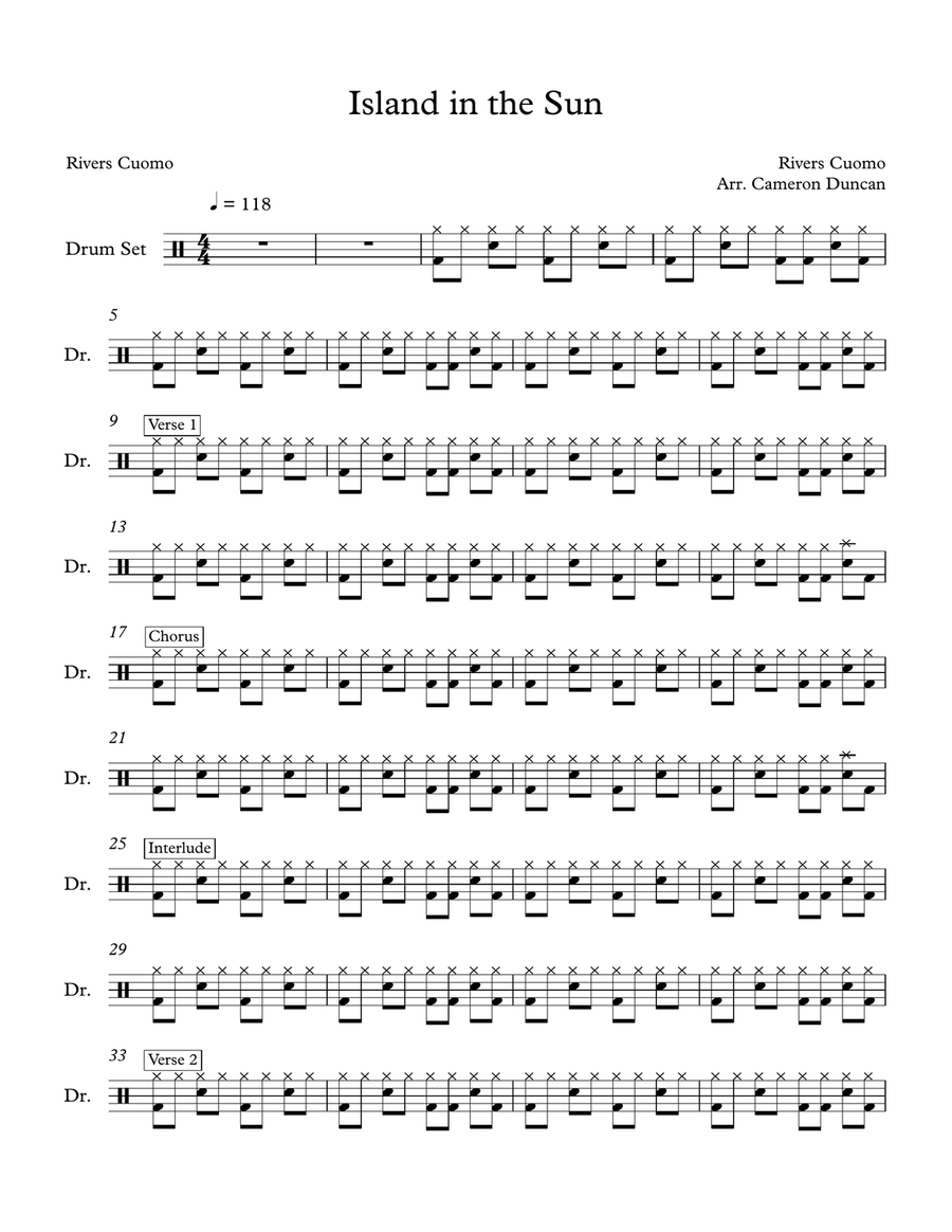 Island In The Sun Drum Set scores gallery preview page 1