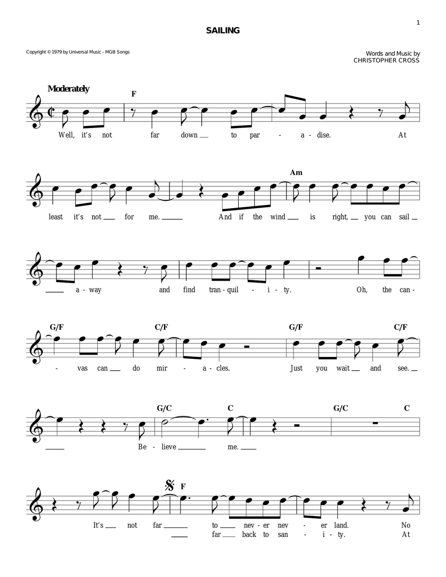 Sailing Sailing Acoustic Guitar scores gallery preview page 1