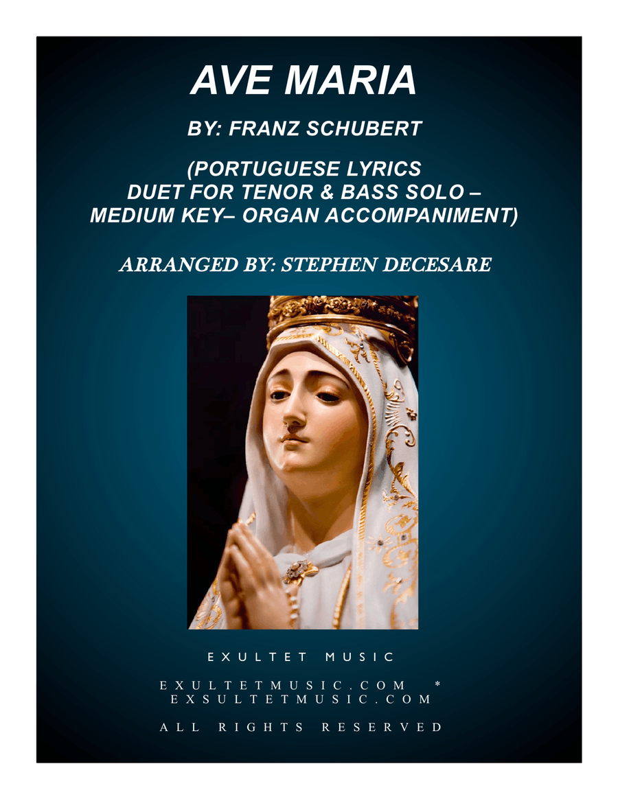 Ave Maria (Portuguese Lyrics - Duet for Tenor & Bass Solo - Medium Key - Organ Accompaniment) Bass Voice scores gallery preview page 1