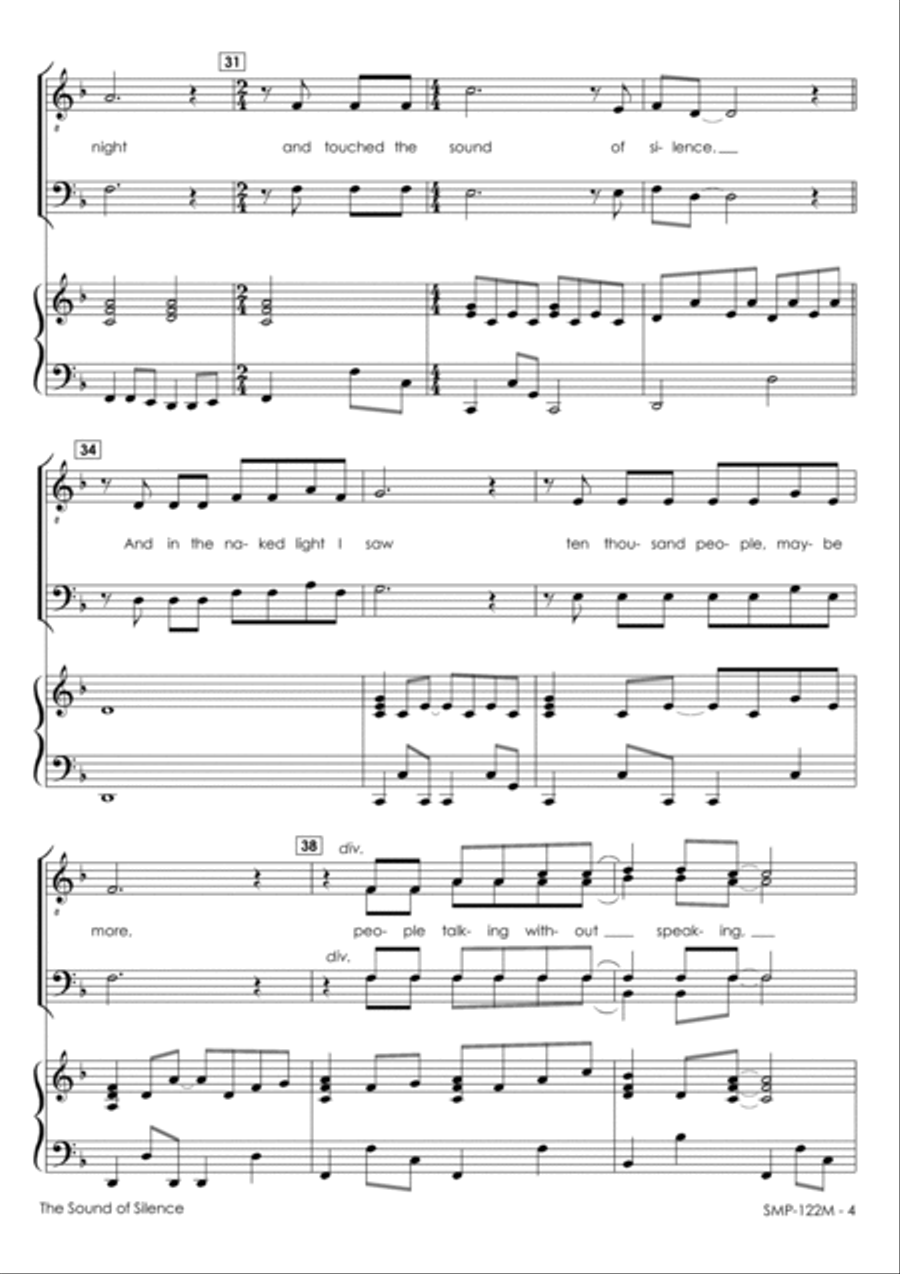 The Sound Of Silence TTBB scores gallery preview page 6