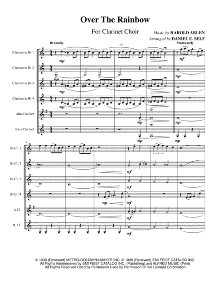 Over The Rainbow (from The Wizard Of Oz) Woodwind Ensemble scores gallery preview page 1