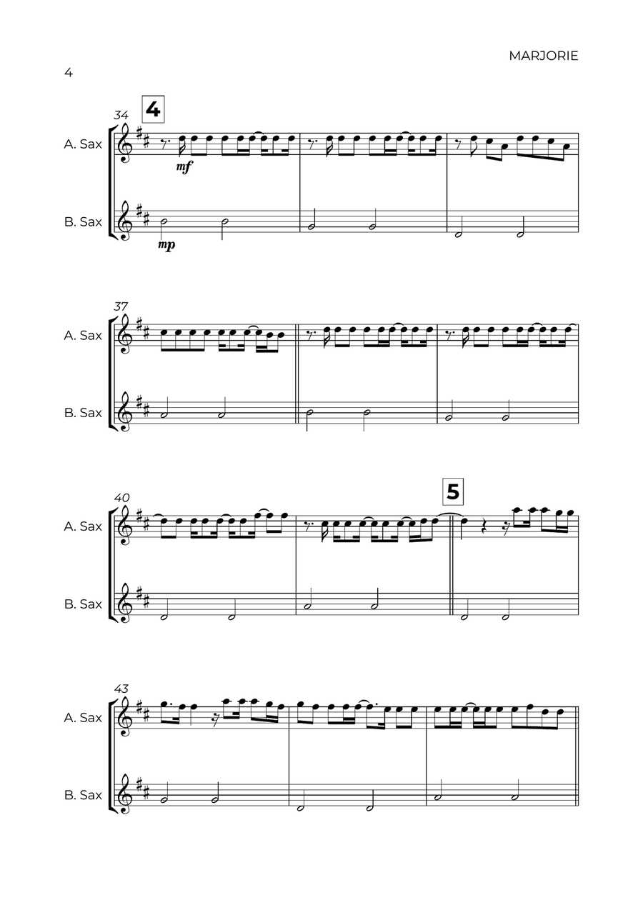 Marjorie Baritone Saxophone scores gallery preview page 4