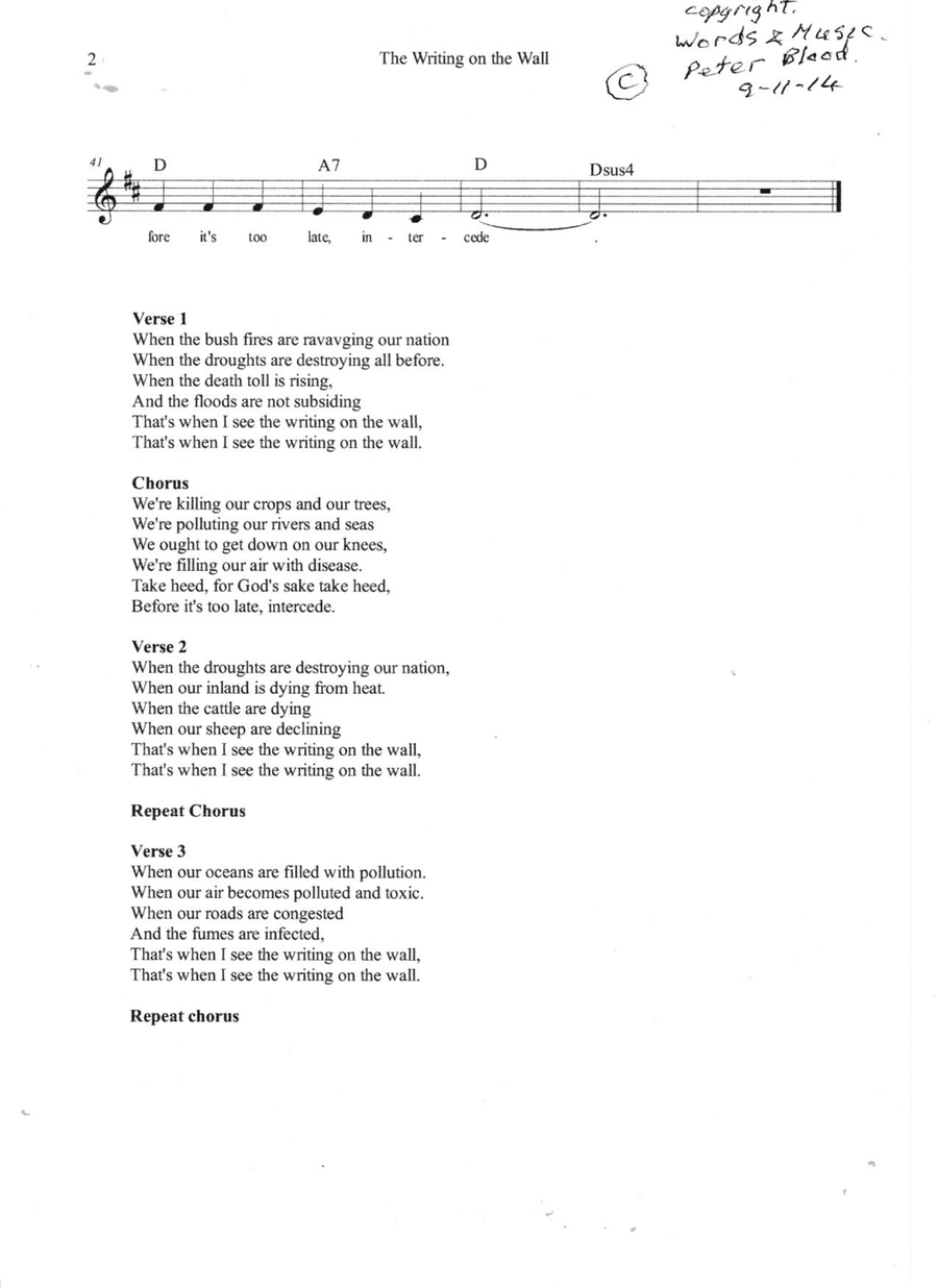 The Writing on the Wall. ( Lyrics ) Small Ensemble scores gallery preview page 1