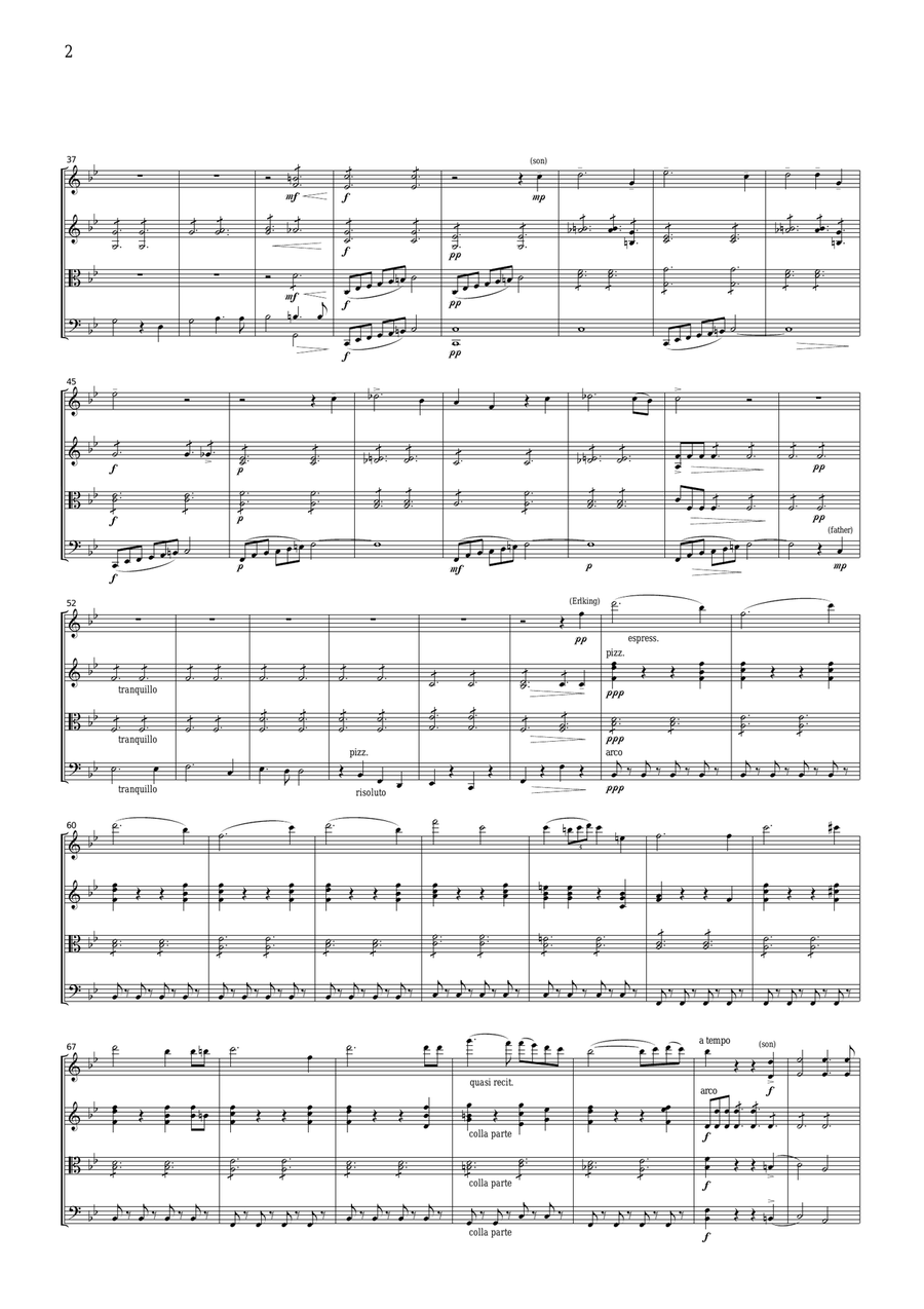 Schubert Erlkonig (Erl King), for string quartet, CS006 String Quartet scores gallery preview page 2