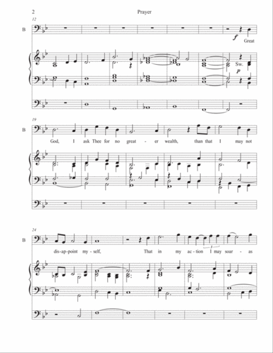 Prayer - an Adaptation of Henry David Thoreau's poem (Low Voice) Small Ensemble scores gallery preview page 2