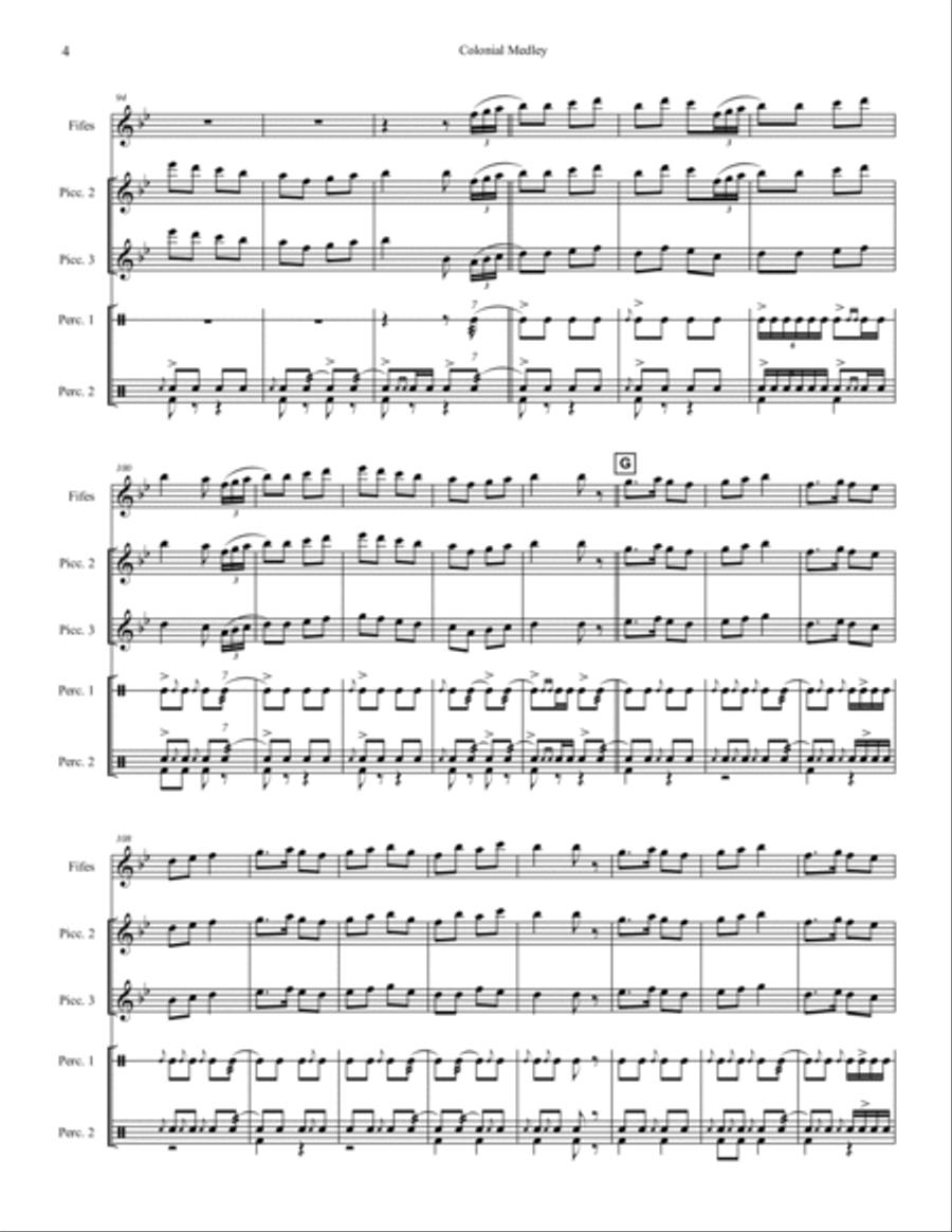 Colonial Fife & Drum Medley Piccolo scores gallery preview page 18