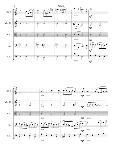Adagio in A String Quartet - Digital Sheet Music