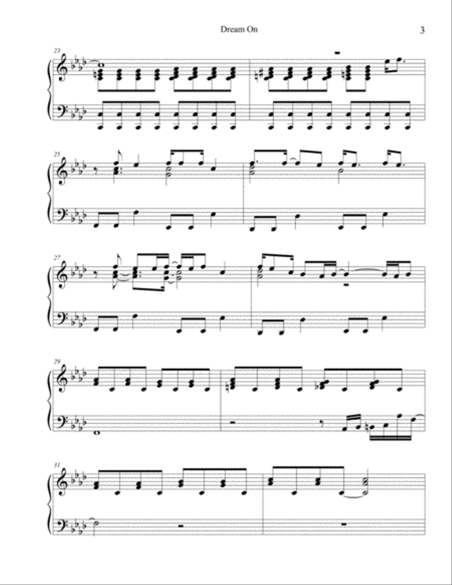 Dream On Dream On Piano Solo scores gallery preview page 3