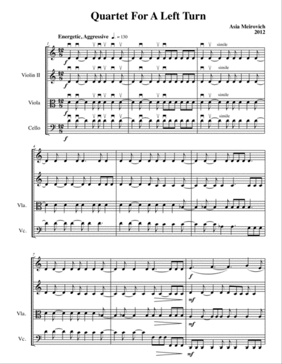 Quartet for a Left Turn String Quartet scores gallery preview page 1