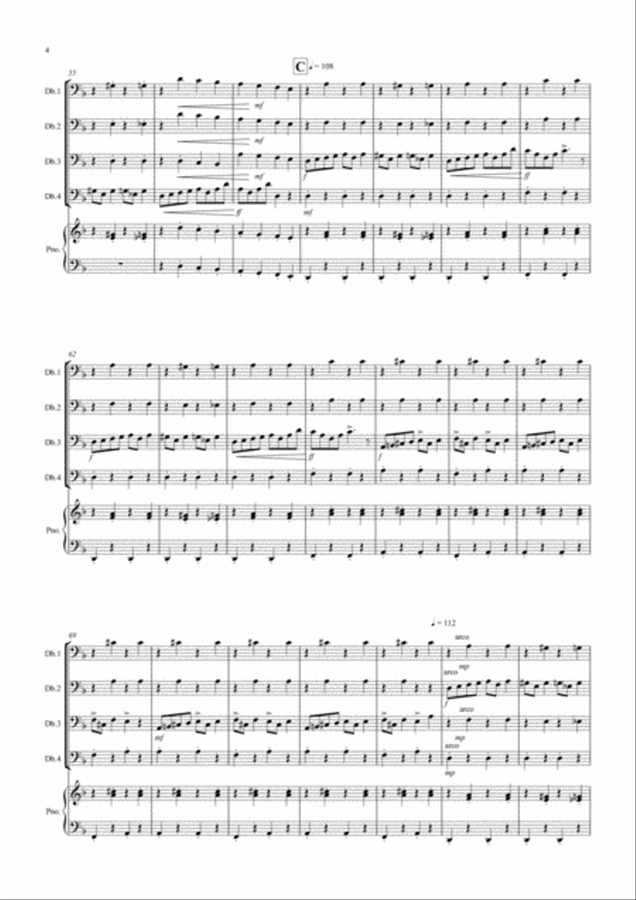 2 Classical Favourites for Double Bass Quartet (volume one) Double Bass scores gallery preview page 4