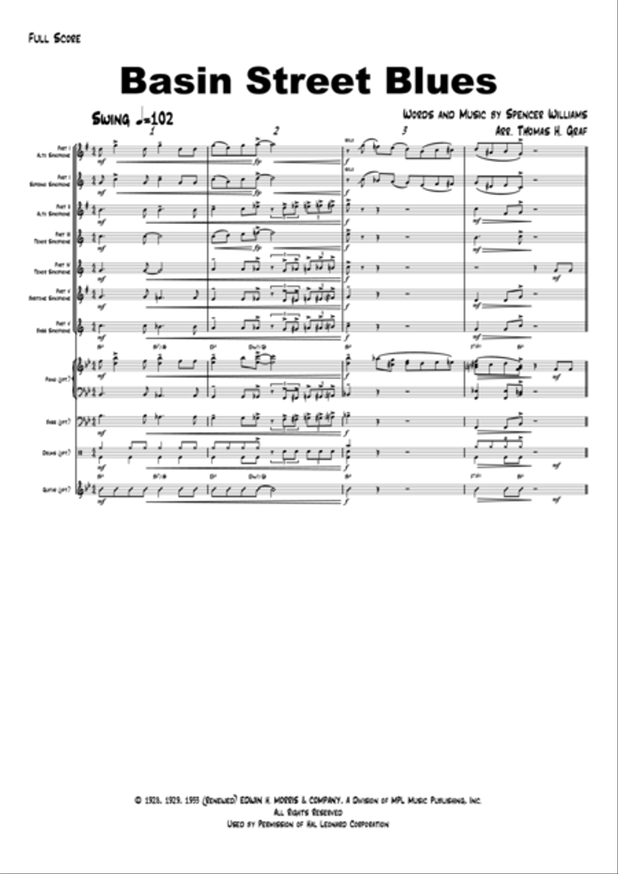 Basin Street Blues Saxophone Quintet scores gallery preview page 1