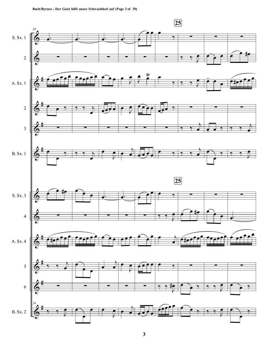 Der Geist hilft unser Schwachheit auf by J.S. Bach for Double Saxophone Choir Woodwind Ensemble scores gallery preview page 3