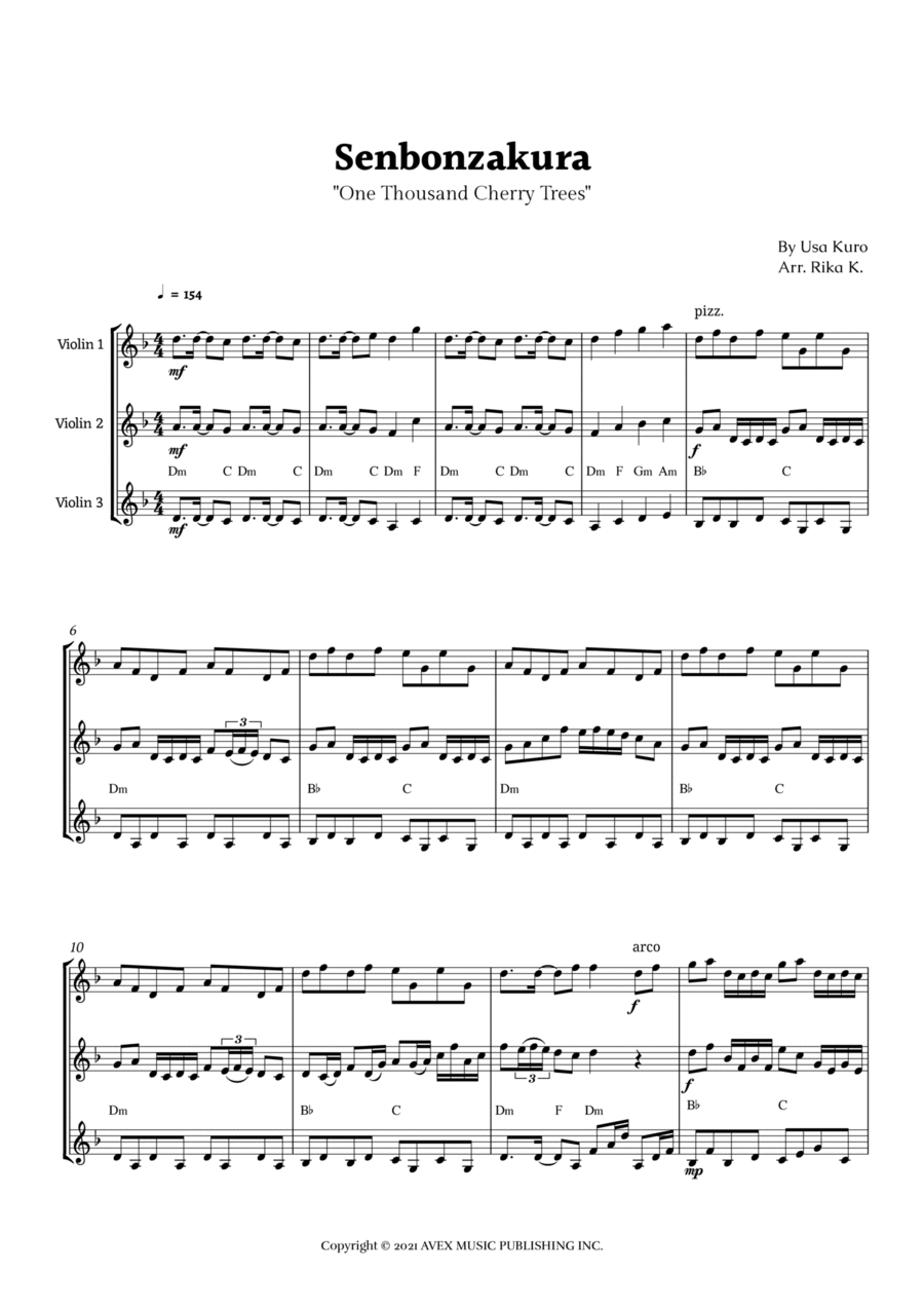 Senbonzakura String Trio scores gallery preview page 1