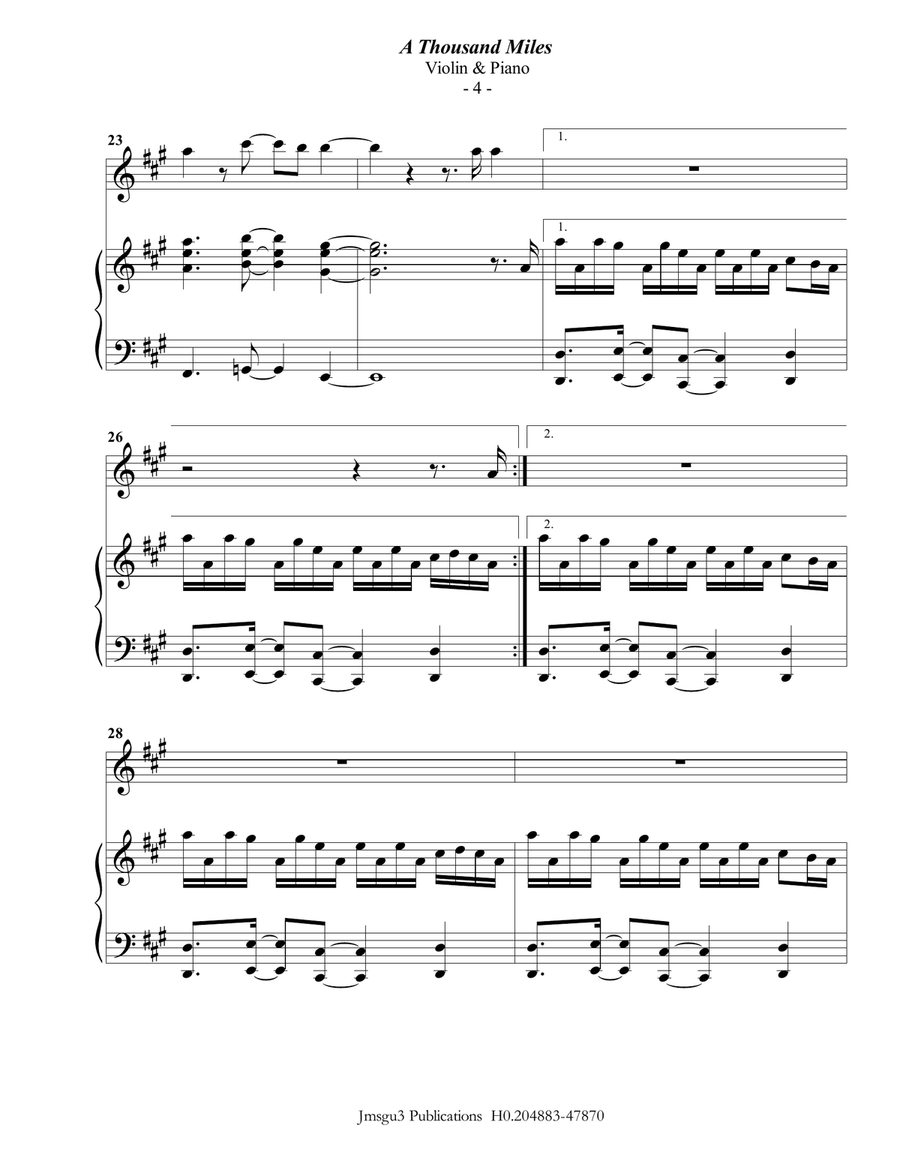 A Thousand Miles A Thousand Miles Violin Solo scores gallery preview page 4