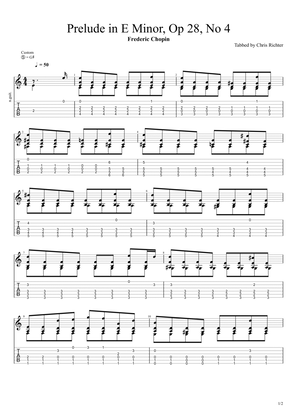 Prelude Op. 28, No. 4 in E Minor (Solo Fingerstyle Guitar Tab)