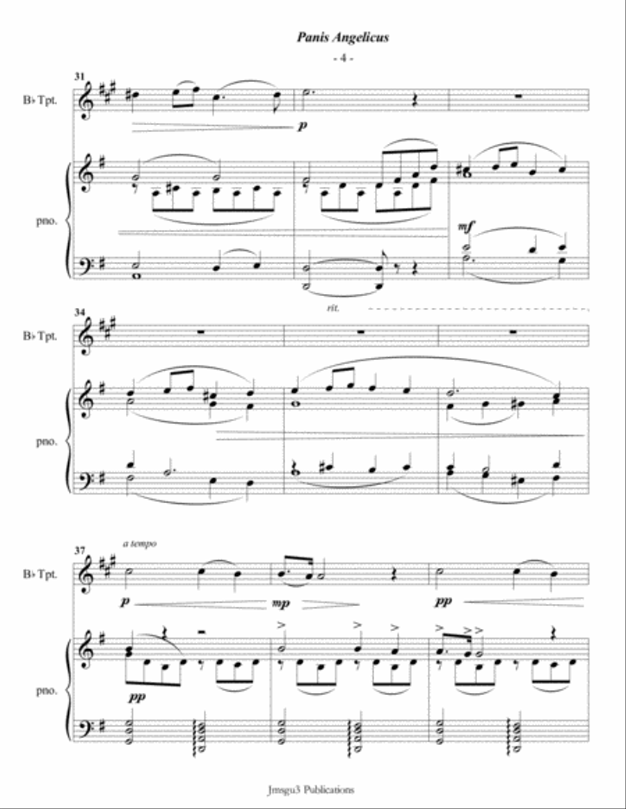 Franck: Panis Angelicus for Trumpet & Piano B-Flat Trumpet scores gallery preview page 4