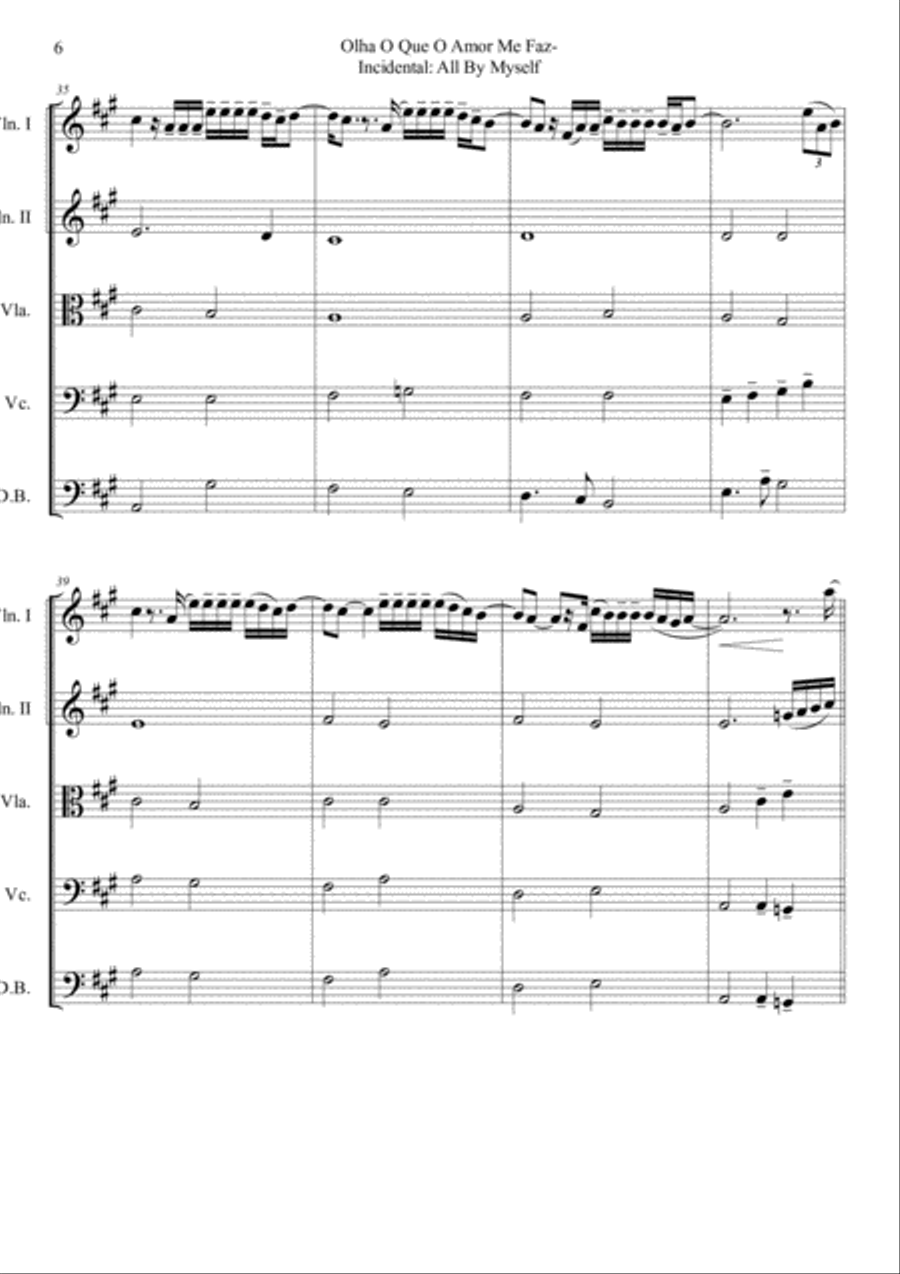 Olha O Que O Amor Me Faz- Incidental: All By Myself String Quartet scores gallery preview page 6