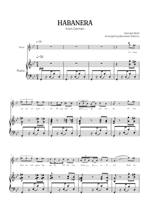 Bizet • Habanera from Carmen in G minor [Gm] | tenor sheet music with piano accompaniment