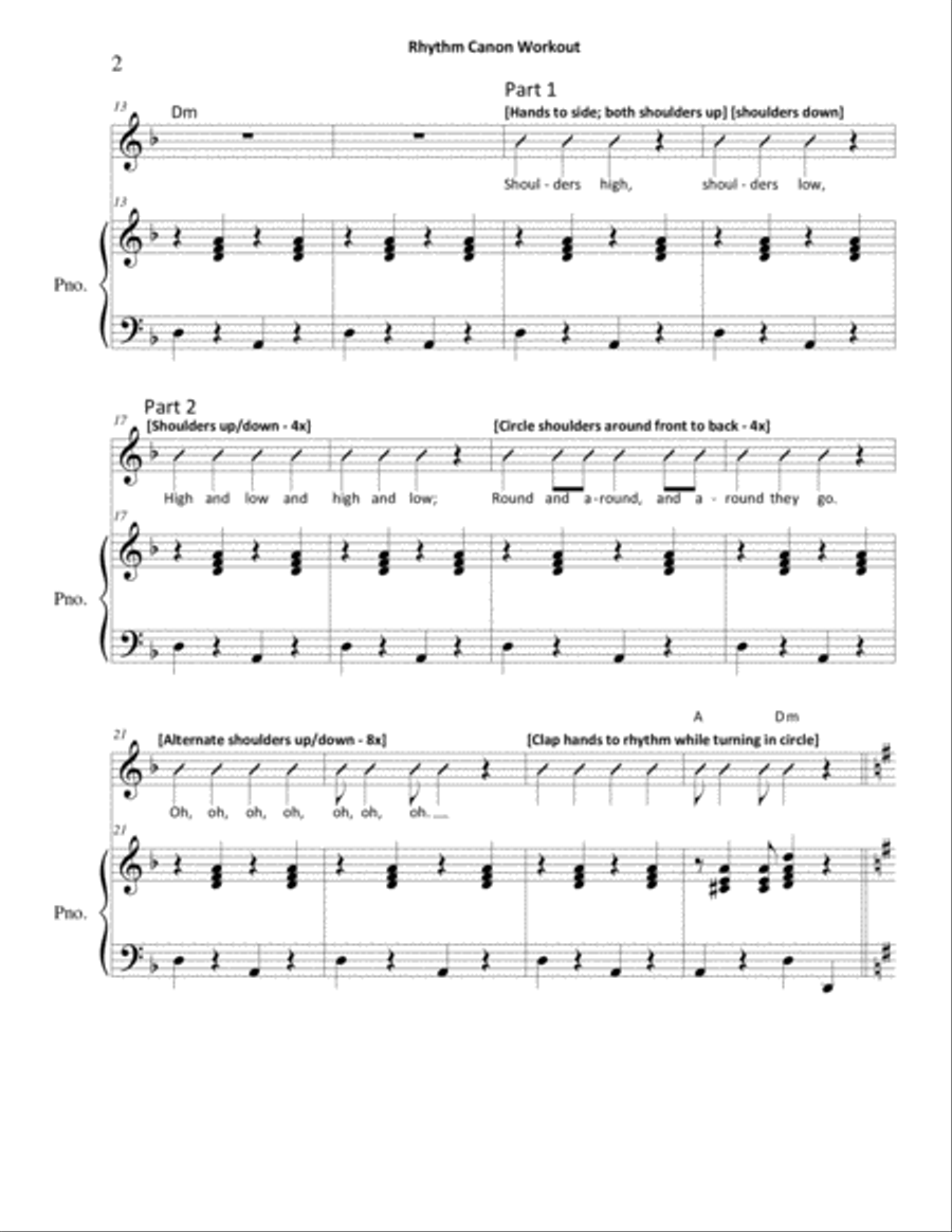 Rhythm Canon Workout 2-Part scores gallery preview page 2