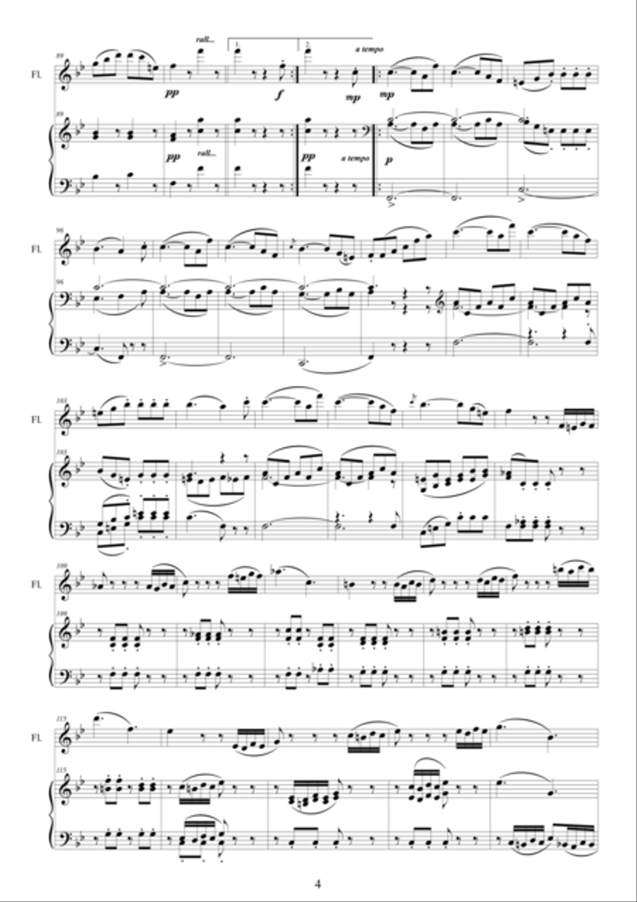 Mozart - Hunt Quartet No.17 in B flat major - Flute and piano Flute Solo scores gallery preview page 4
