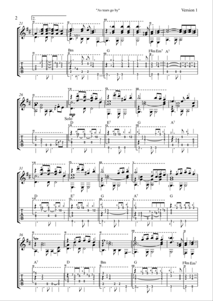 As Tears Go By Guitar Tablature scores gallery preview page 2