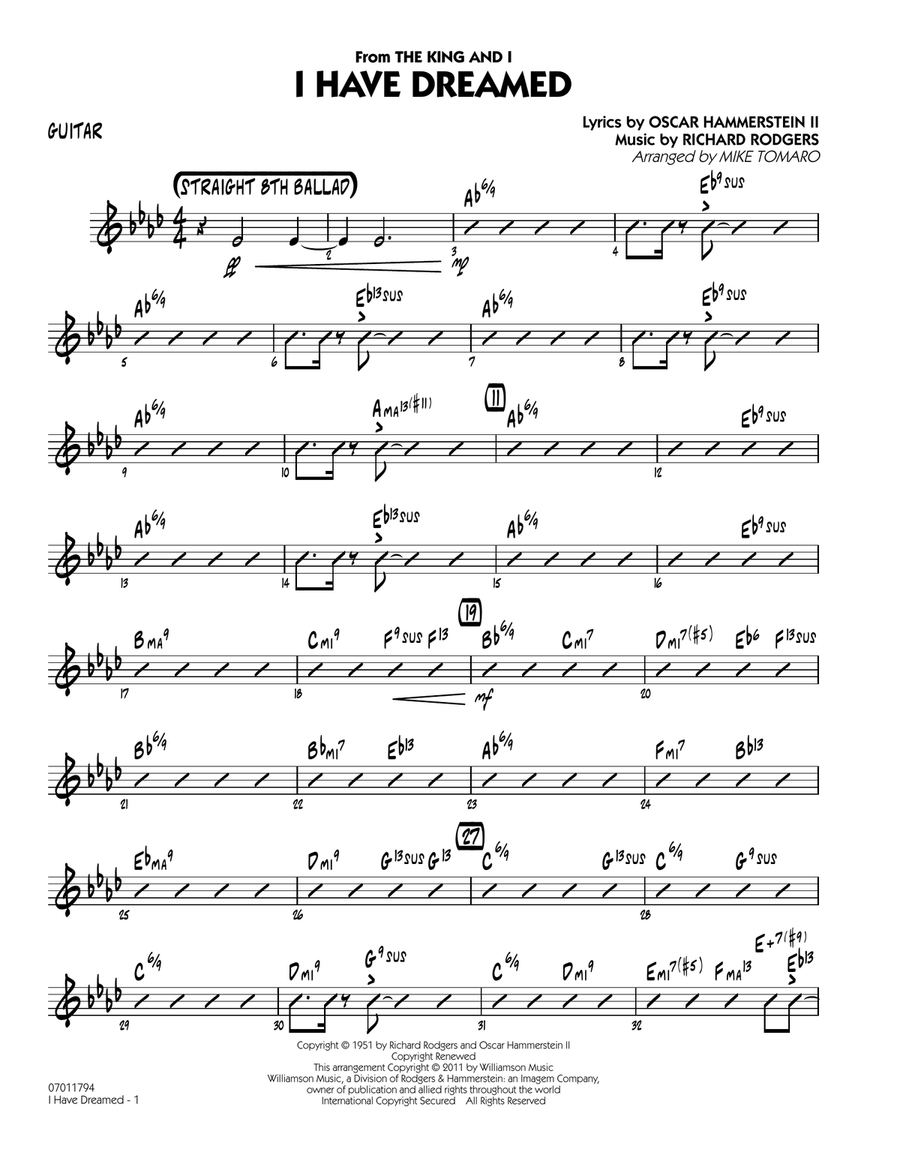 I Have Dreamed - Guitar Jazz Ensemble scores gallery preview page 1