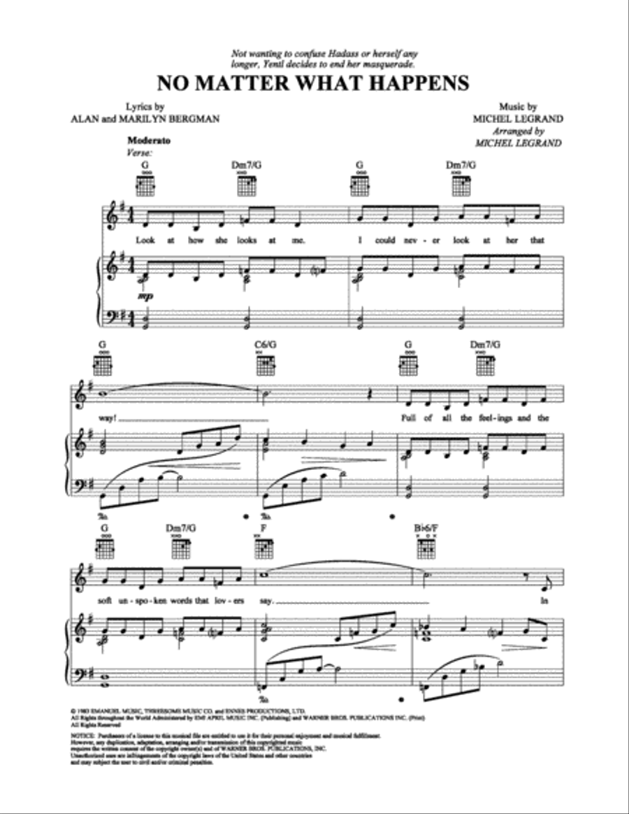 No Matter What Happens Piano, Vocal, Guitar scores gallery preview page 1