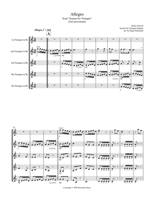 Allegro (from "Sonata for Trumpet") (Bb) (Trumpet Quintet)