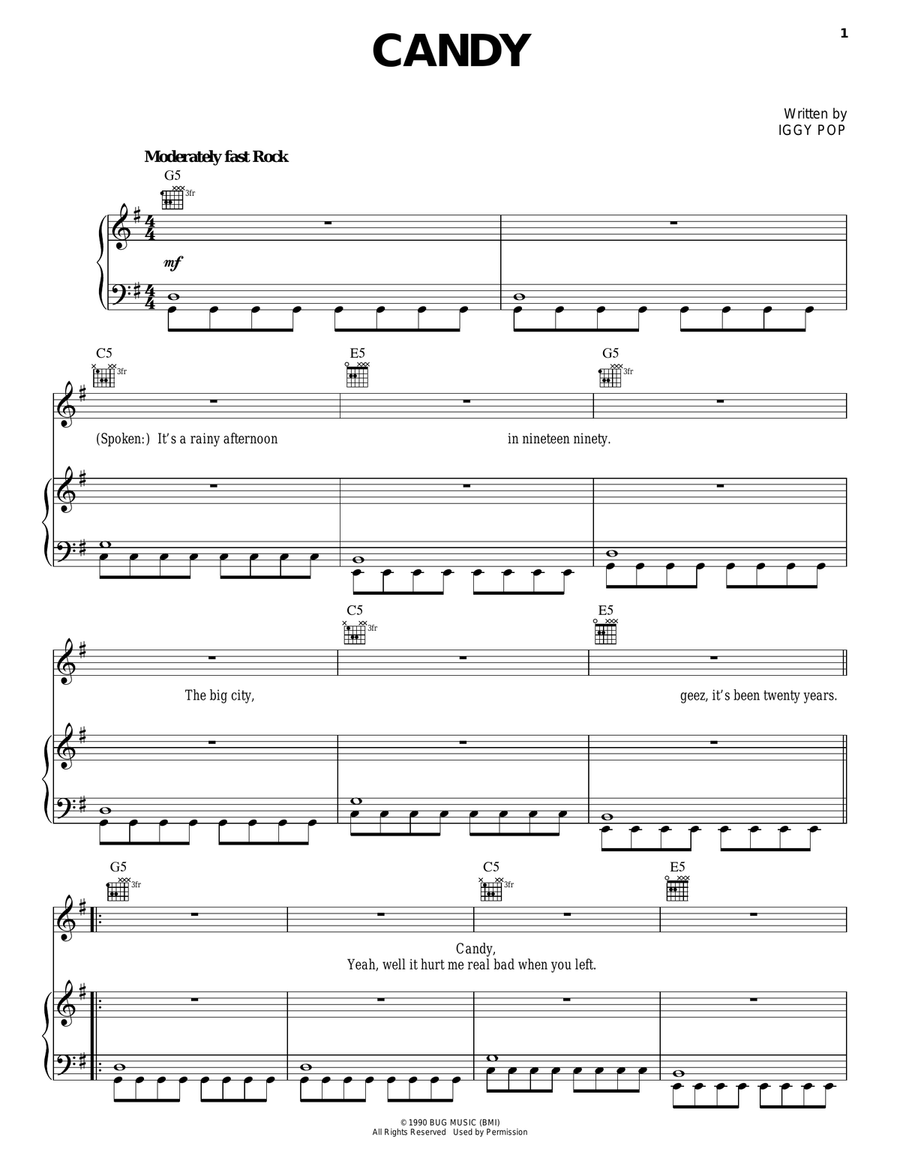Candy Piano, Vocal, Guitar scores gallery preview page 1