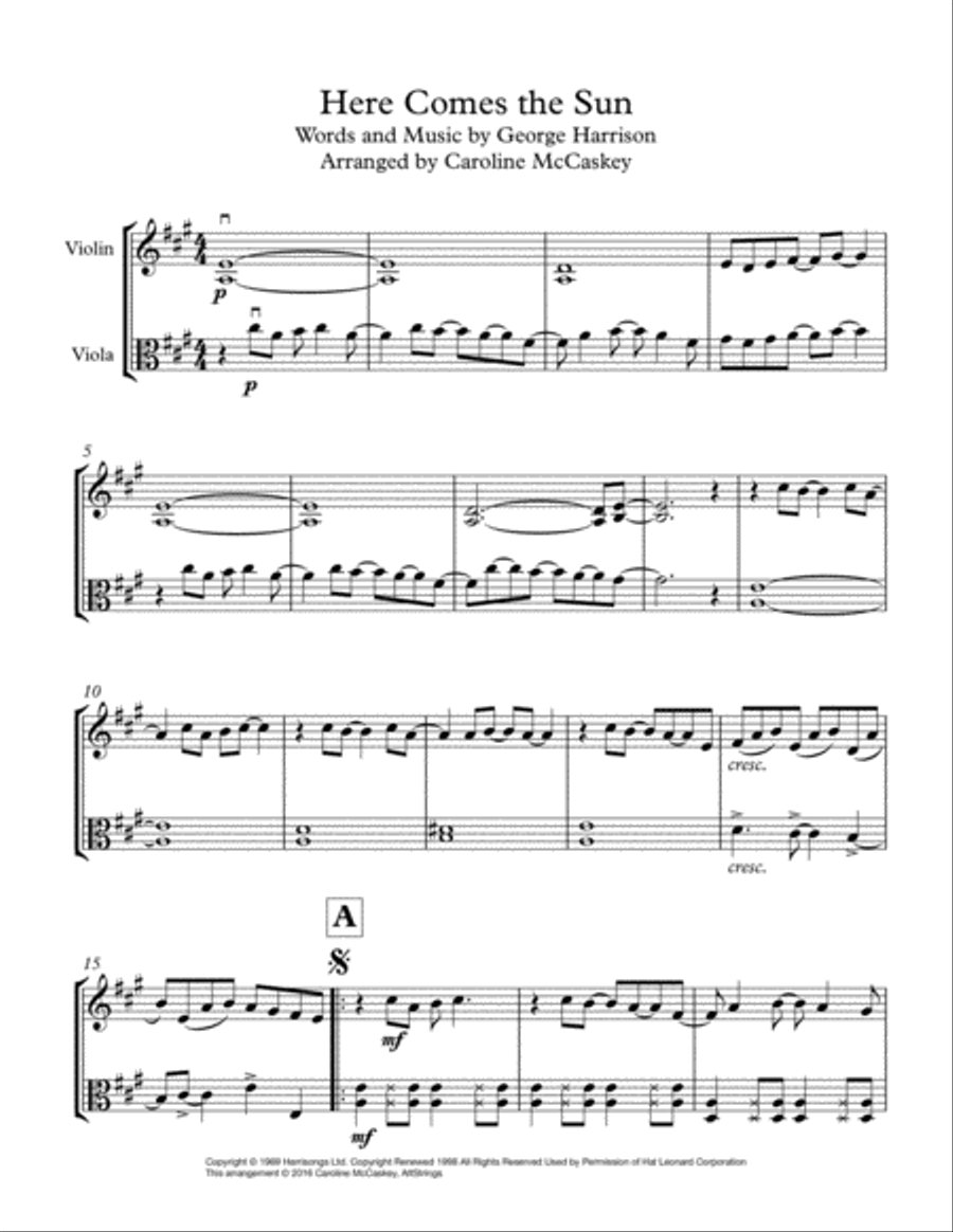 Here Comes The Sun String Duet scores gallery preview page 2