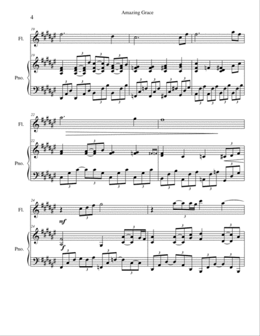 Amazing Grace Flute Solo scores gallery preview page 4