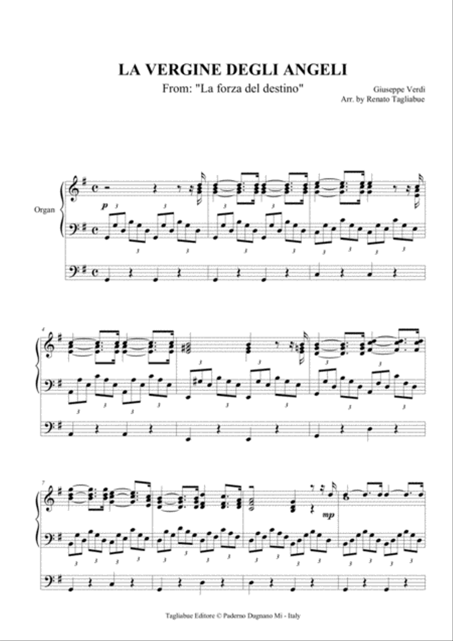 LA VERGINE DEGLI ANGELI - Arr. for Organ 3 staff Organ Solo scores gallery preview page 2