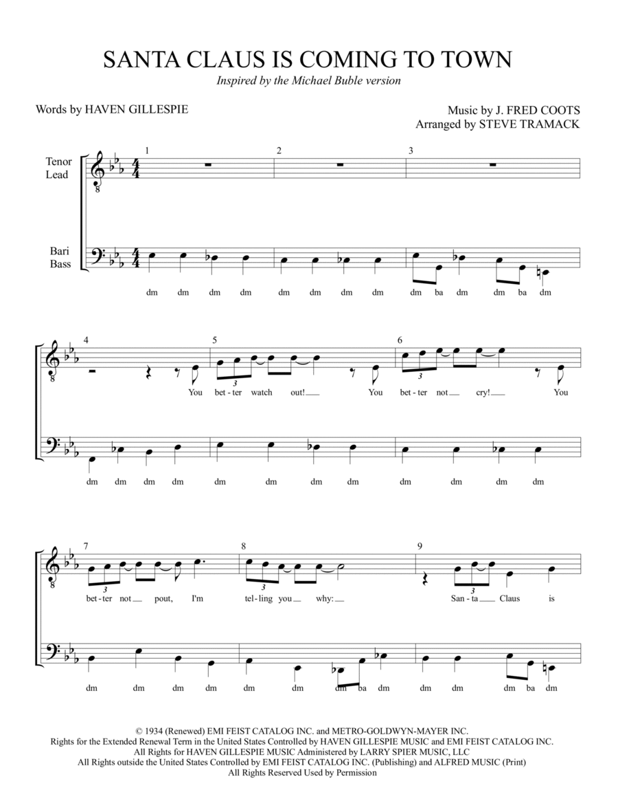 Santa Claus Is Comin' To Town TTBB scores gallery preview page 1