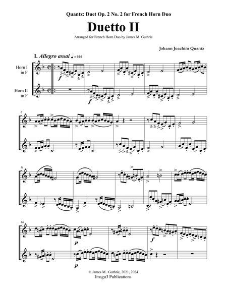 Quantz: Duetto Op. 2 No. 2 for French Horn Duo image number null